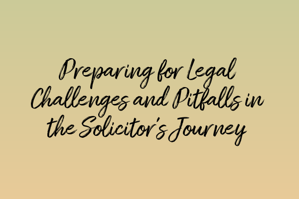 Preparing for Legal Challenges and Pitfalls in the Solicitor’s Journey